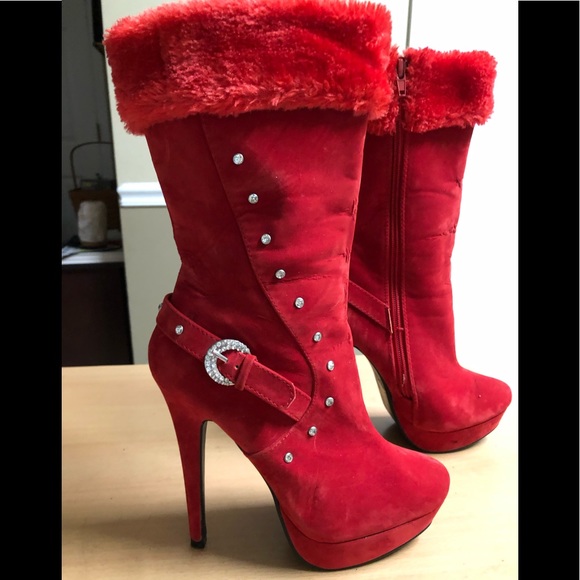 ankle boots with fur trim
